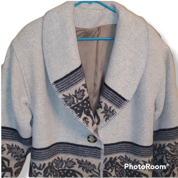 Vntg Paris Sport Club Wool Blend Sweater Jacket - Picture 2 of 11